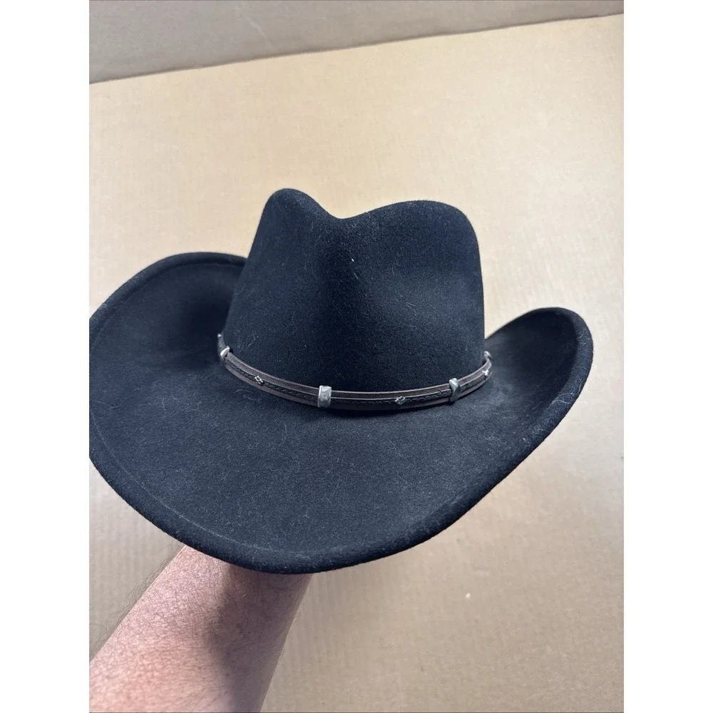 Bailey Black Western Hat with Decorative Band, Rider,light Felt, 100% Wool, Med.